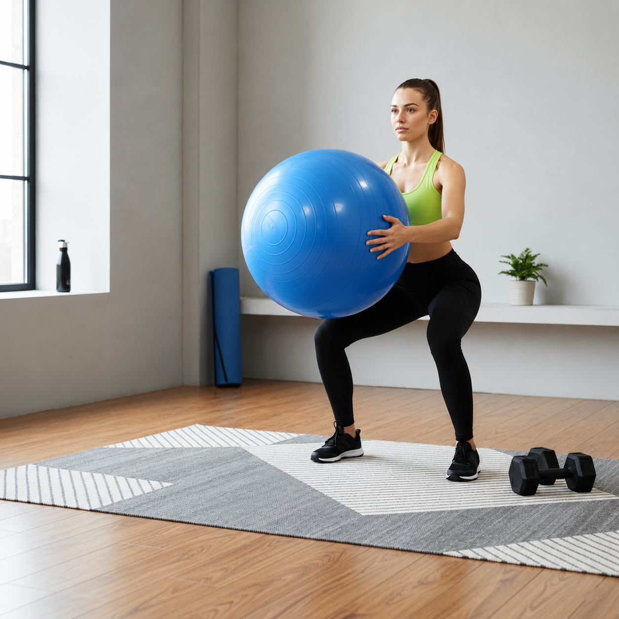 Fitneszlabda 75 cm, csuszasmentes, pumpaval, max. 150 kg, kek - Image 3