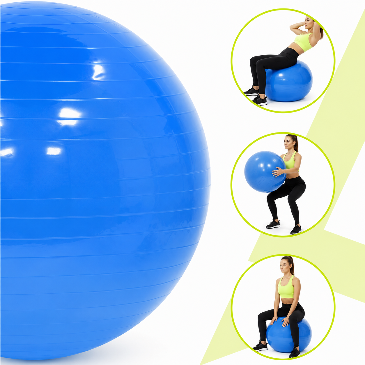 Fitneszlabda 75 cm, csuszasmentes, pumpaval, max. 150 kg, kek - Image 4