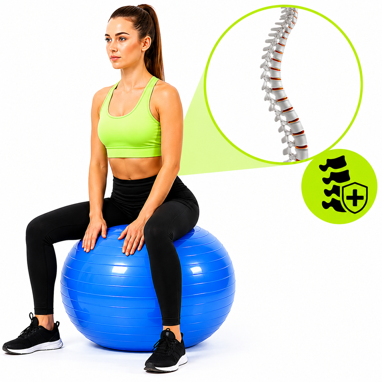 Fitneszlabda 75 cm, csuszasmentes, pumpaval, max. 150 kg, kek - Image 5