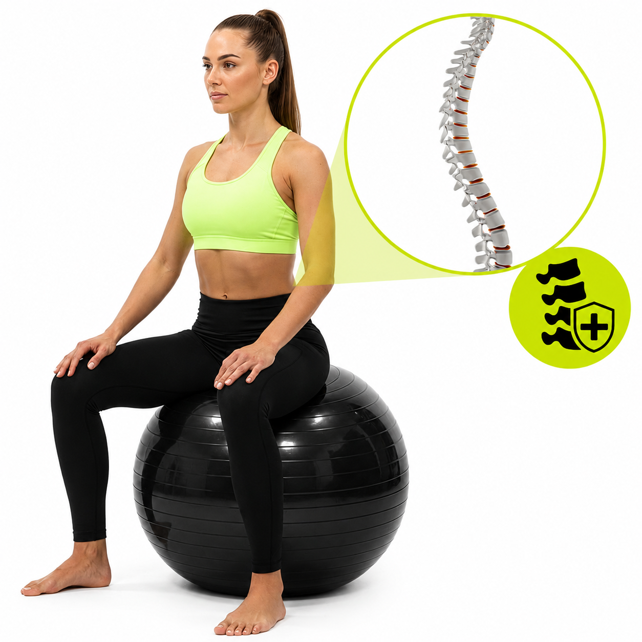 Fitneszlabda 85 cm, csuszasmentes, pumpaval, max. 150 kg, fekete - Image 14