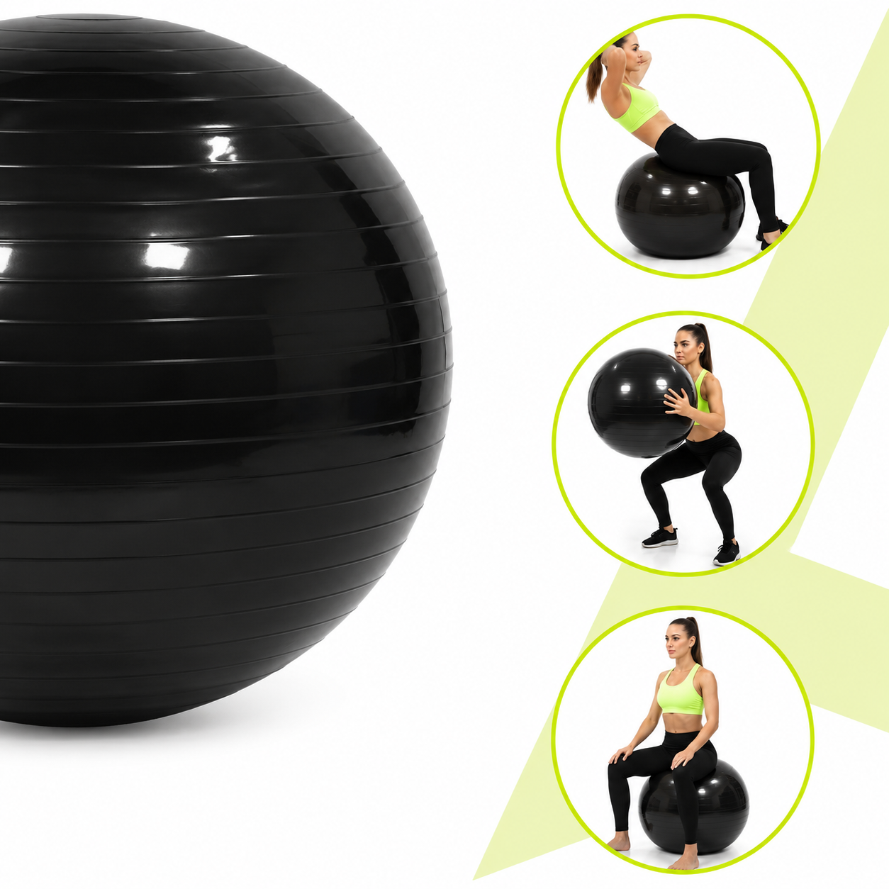 Fitneszlabda 85 cm, csuszasmentes, pumpaval, max. 150 kg, fekete - Image 11