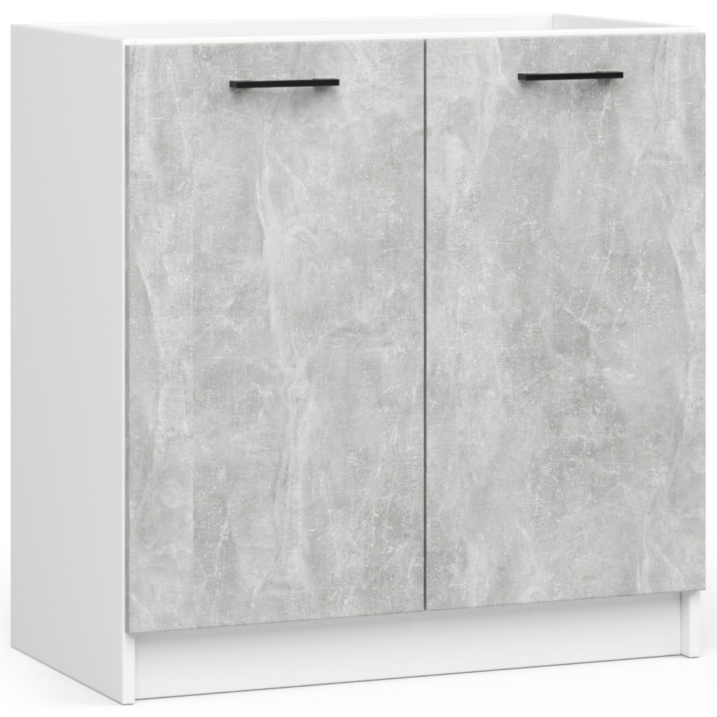 Olivia 180 cm-es konyhabútor szett, sonoma tölgy munkalappal, laminált forgácslap, 5 elem, 180x46x203 cm, fehér és betonszürke - Image 5
