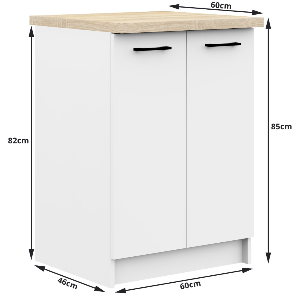Olivia 240 cm-es konyhabútor szett, sonoma tölgy munkalappal, laminált forgácslap, 7 elem, 240x45x203 cm, fehér - Image 2