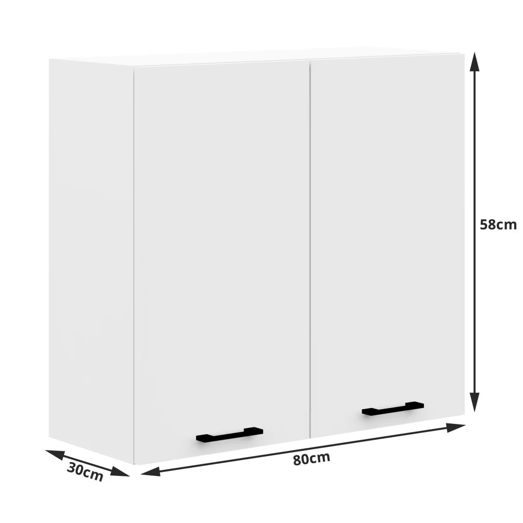 Olivia 240 cm-es konyhabútor szett, sonoma tölgy munkalappal, laminált forgácslap, 7 elem, 240x45x203 cm, fehér - Image 3