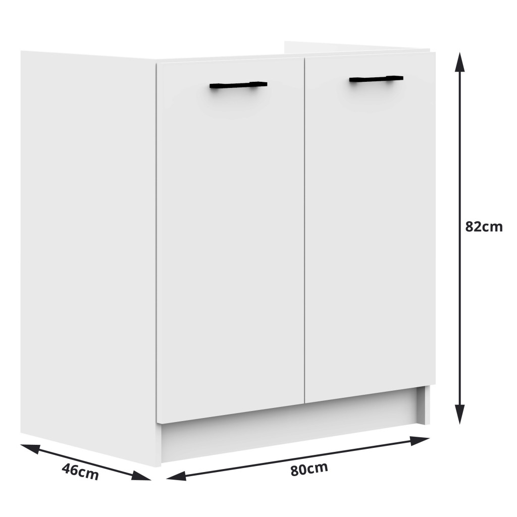 Olivia 240 cm-es konyhabútor szett, sonoma tölgy munkalappal, laminált forgácslap, 7 elem, 240x45x203 cm, fehér - Image 4