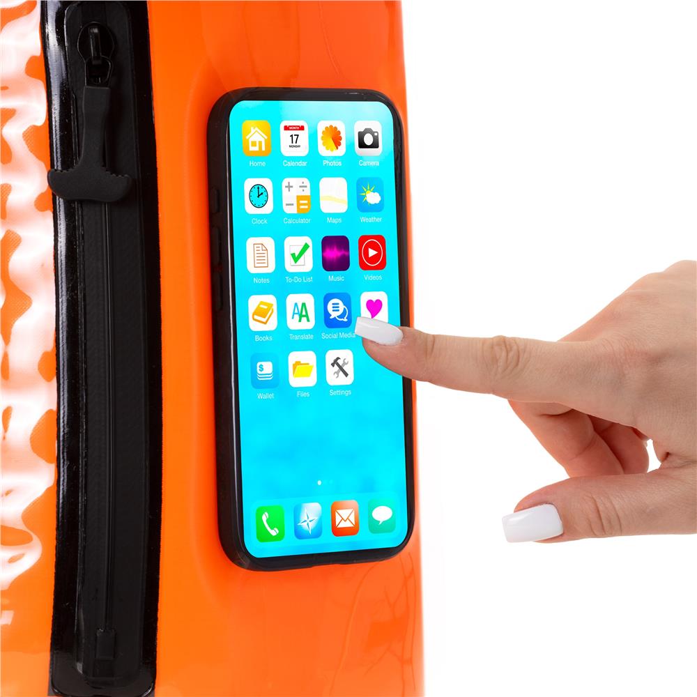 2 az 1-ben úszótáska száraz tárolórekesszel, felfújható biztonsági úszóbója, átlátszó telefontartó ablakkal, 20 l, 42x22x15 cm, fluoreszkáló narancssárga - Image 18
