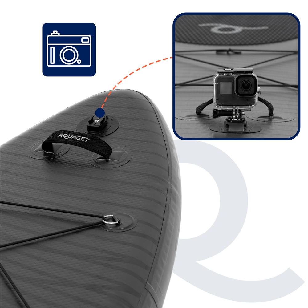 Felfújható Stand Up Paddle Board készlet 350x81x15 cm, pumpával, javítókészlettel, szállító hátizsákkal, evezővel, max. 150 kg, fekete - Image 31