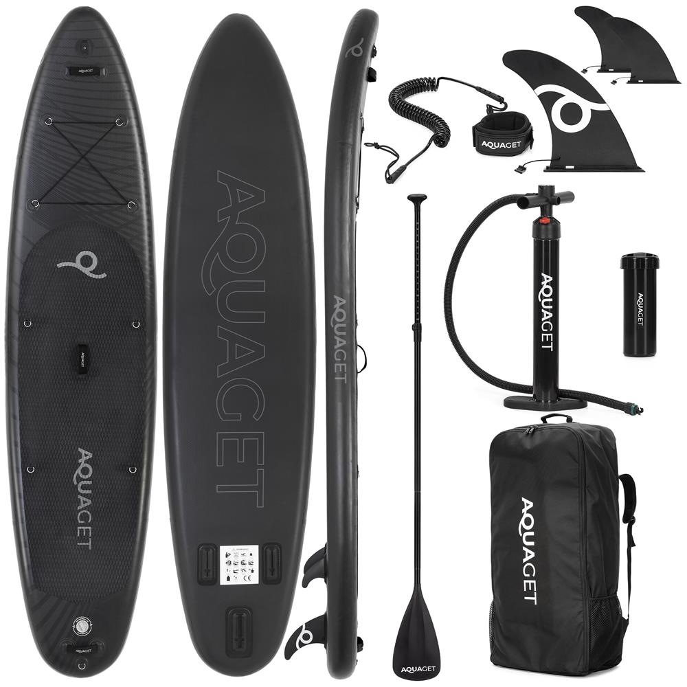 Felfújható Stand Up Paddle Board készlet 350x81x15 cm, pumpával, javítókészlettel, szállító hátizsákkal, evezővel, max. 150 kg, fekete