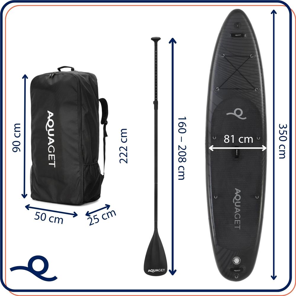 Felfújható Stand Up Paddle Board készlet 350x81x15 cm, pumpával, javítókészlettel, szállító hátizsákkal, evezővel, max. 150 kg, fekete - Image 37