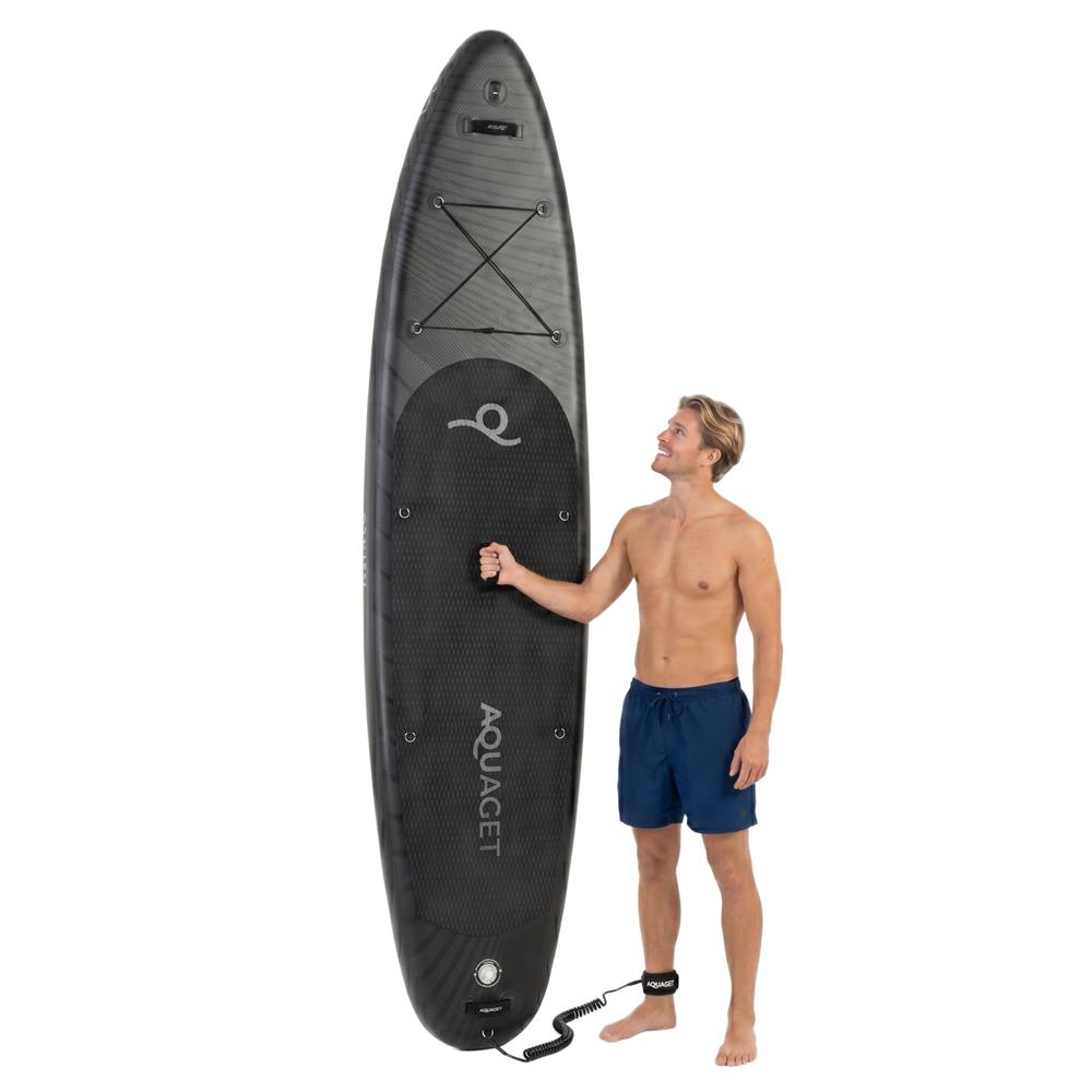 Felfújható Stand Up Paddle Board készlet 350x81x15 cm, pumpával, javítókészlettel, szállító hátizsákkal, evezővel, max. 150 kg, fekete - Image 6