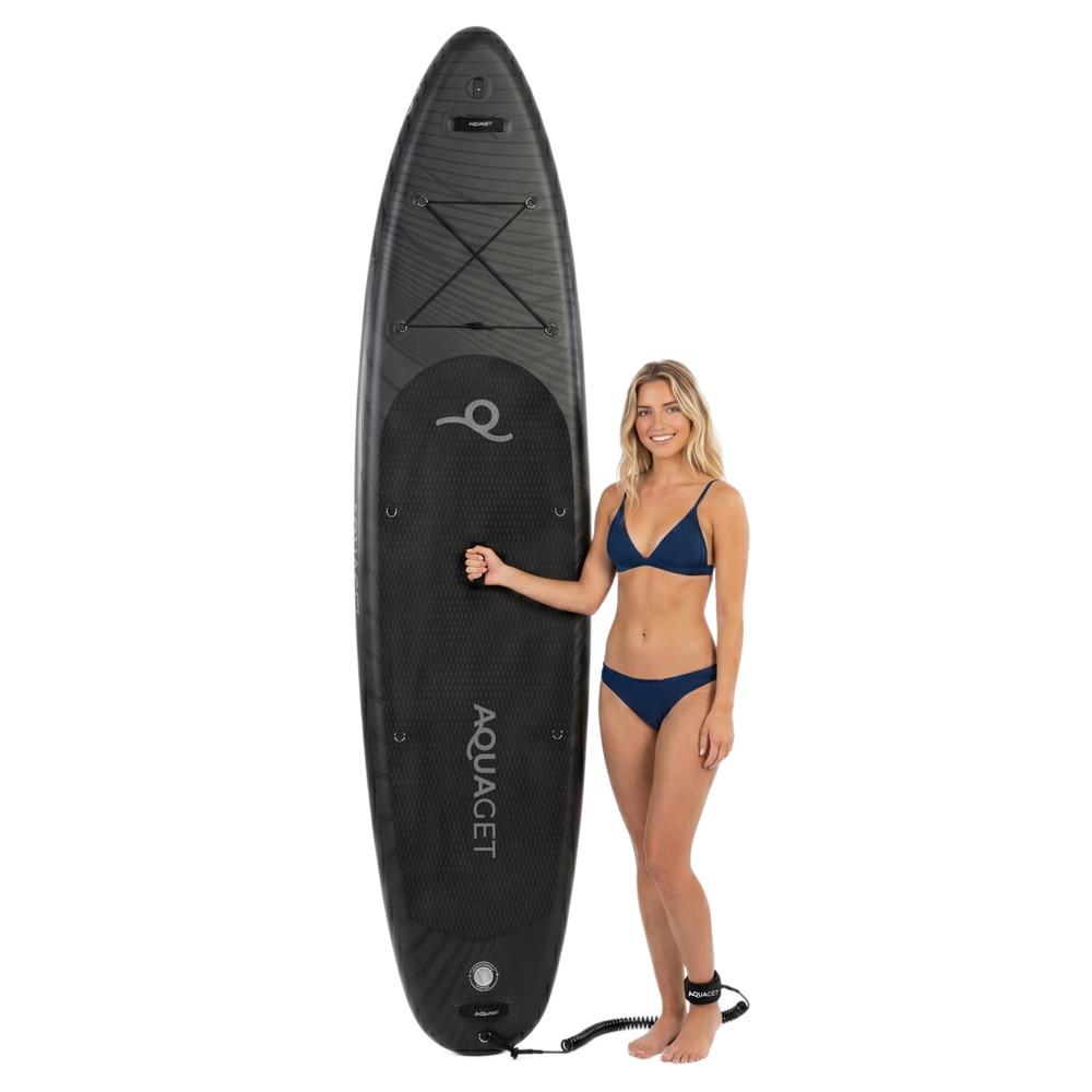 Felfújható Stand Up Paddle Board készlet 350x81x15 cm, pumpával, javítókészlettel, szállító hátizsákkal, evezővel, max. 150 kg, fekete - Image 7