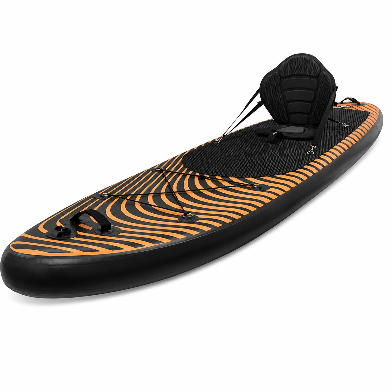 Felfújható Stand Up Paddle Board készlet 350x84x15 cm, pumpával, kajaküléssel, javítókészlettel, szállító hátizsákkal, 2 az 1-ben evezővel, max. 220 kg, fekete/narancssárga - Image 17