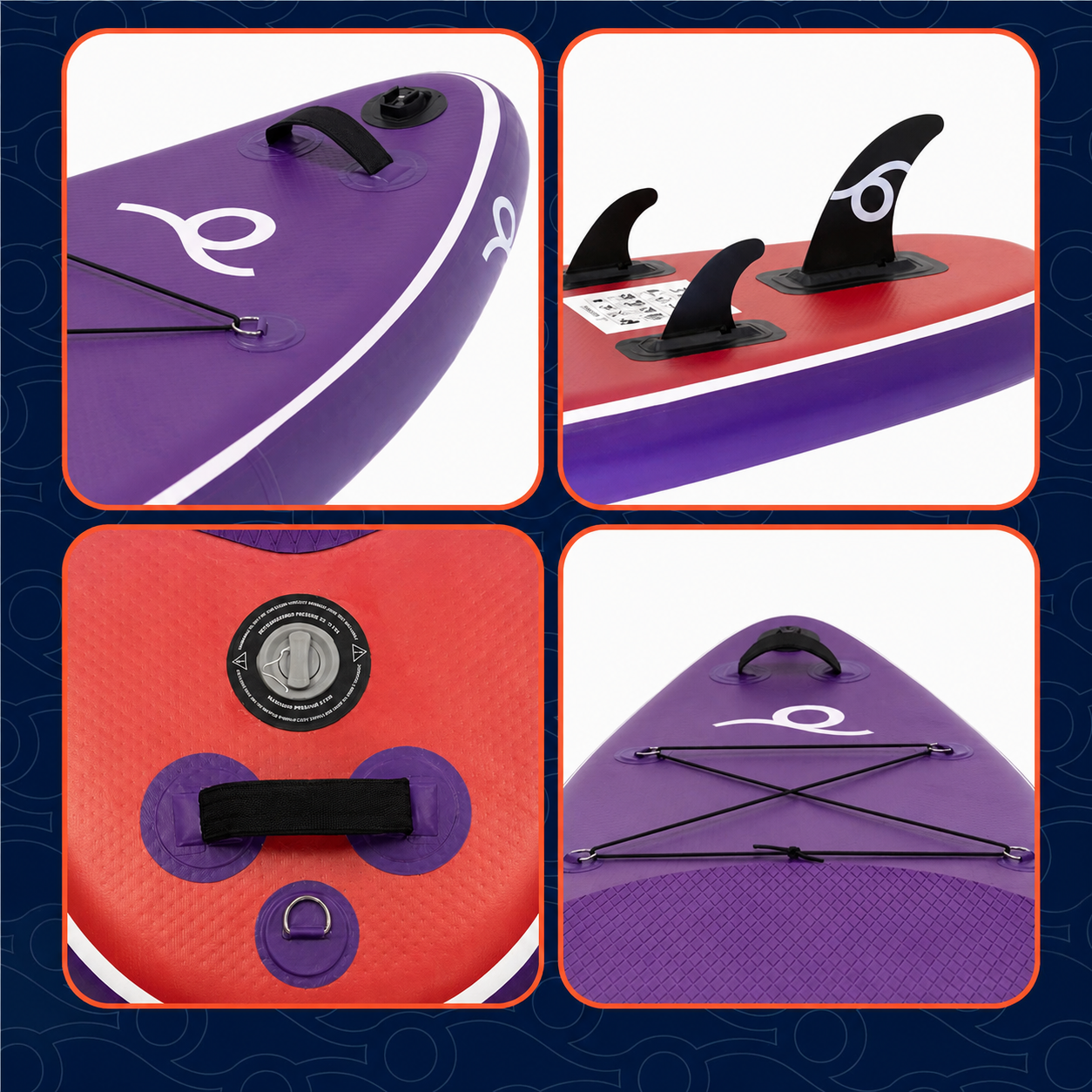 Felfújható Stand Up Paddle Board készlet 350x84x15 cm, pumpával, kajaküléssel, javítókészlettel, szállító hátizsákkal, 2 az 1-ben evezővel, max. 220 kg, lila/világoslila - Image 3