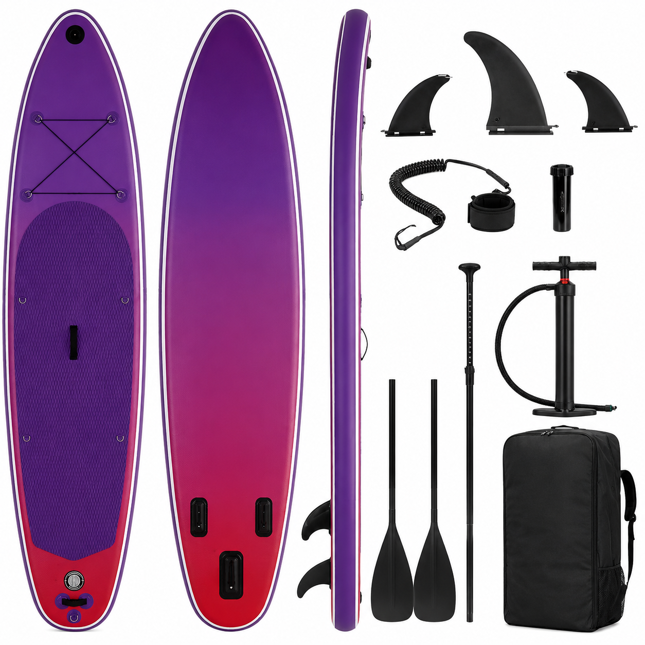 Felfújható Stand Up Paddle Board készlet 350x84x15 cm, pumpával, kajaküléssel, javítókészlettel, szállító hátizsákkal, 2 az 1-ben evezővel, max. 220 kg, lila/világoslila - Image 23