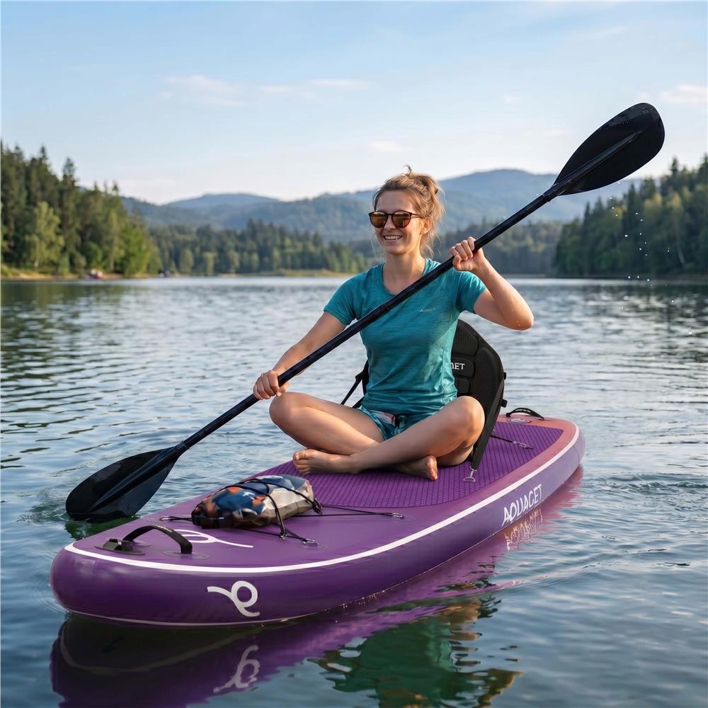 Felfújható Stand Up Paddle Board készlet 350x84x15 cm, pumpával, kajaküléssel, javítókészlettel, szállító hátizsákkal, 2 az 1-ben evezővel, max. 220 kg, lila/világoslila - Image 16