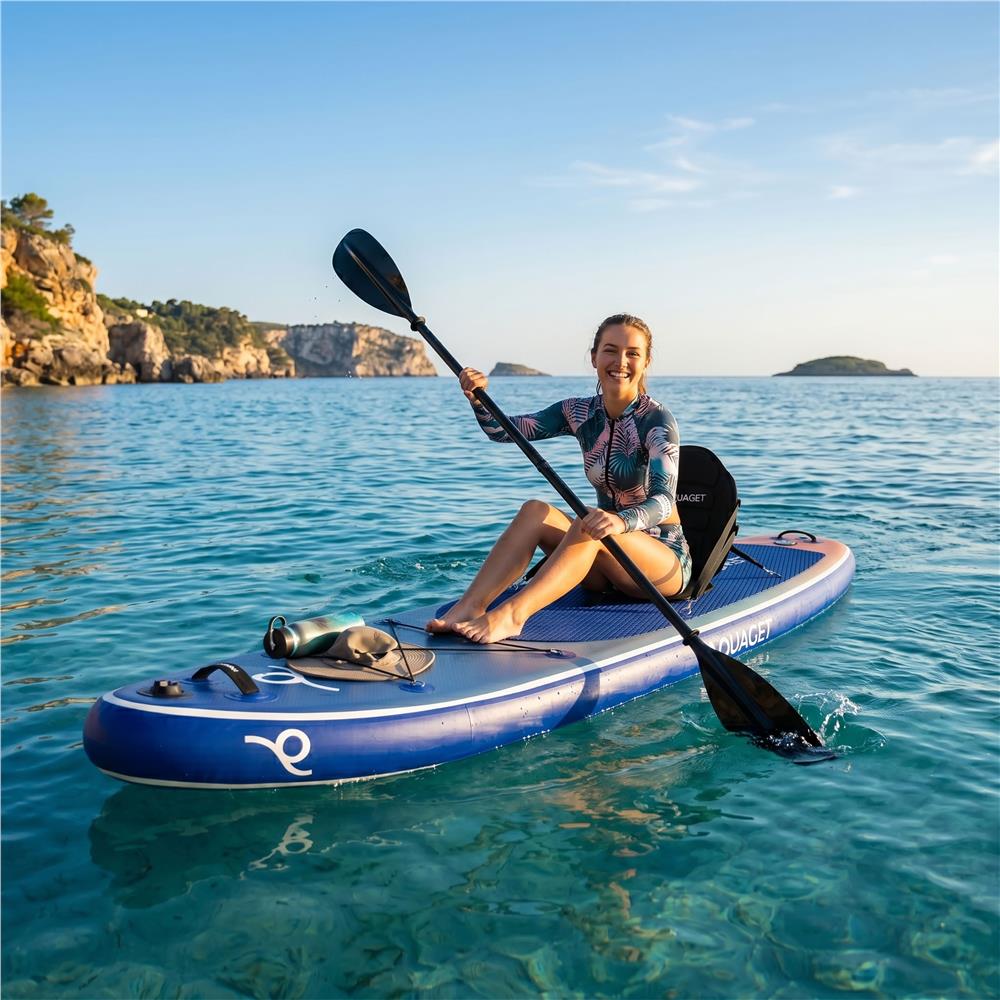 Felfújható Stand Up Paddle Board készlet 350x84x15 cm, pumpával, kajaküléssel, javítókészlettel, szállító hátizsákkal, 2 az 1-ben evezővel, max. 220 kg, kék - Image 2