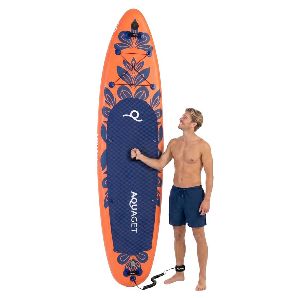 Felfújható Stand Up Paddle Board készlet 350x81x15 cm, pumpával, kajaküléssel, javítókészlettel, szállító hátizsákkal, 2 az 1-ben evezővel, max. 220 kg, narancssárga - Image 26