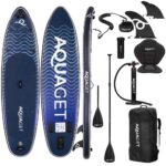 Felfújható Stand Up Paddle Board készlet 320x84x15 cm, pumpával, kajaküléssel, javítókészlettel, szállító hátizsákkal, 2 az 1-ben evezővel, max. 180 kg, kék