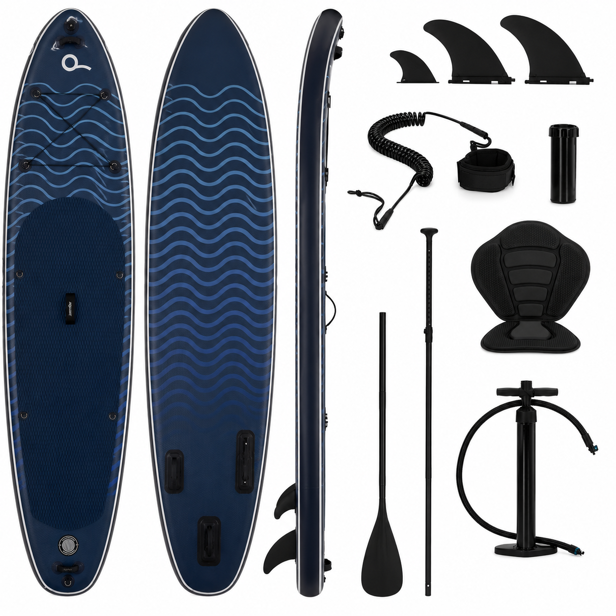 Felfújható Stand Up Paddle Board készlet 320x84x15 cm, pumpával, kajaküléssel, javítókészlettel, szállító hátizsákkal, 2 az 1-ben evezővel, max. 180 kg, kék - Image 21