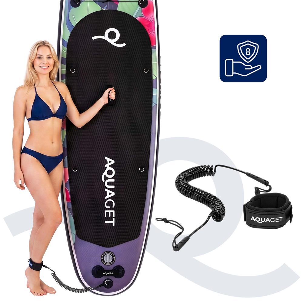 Felfújható Stand Up Paddle Board készlet 320x81x15 cm, pumpával, kajaküléssel, javítókészlettel, szállító hátizsákkal, 2 az 1-ben evezővel, max. 150 kg, lila virágmintás - Image 8