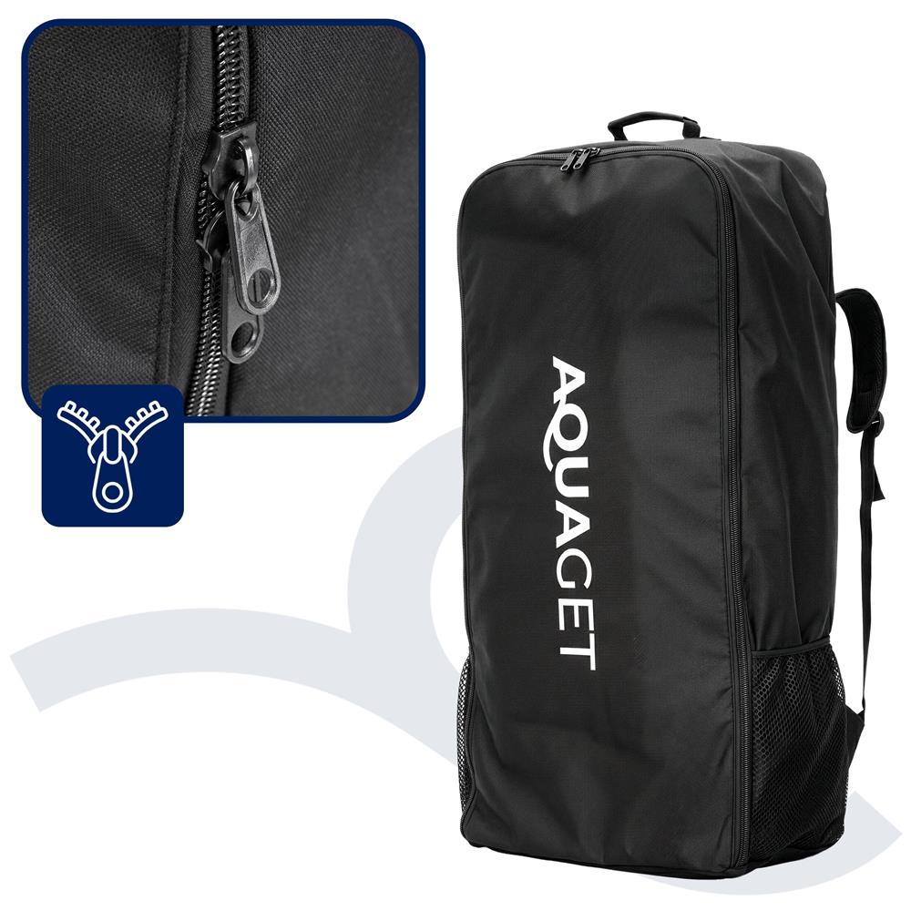 Szállító hátizsák felfújható SUP (Stand Up Paddle Board) deszkához, 110 l, nejlon, fő tárolórekesszel, fekete - Image 14