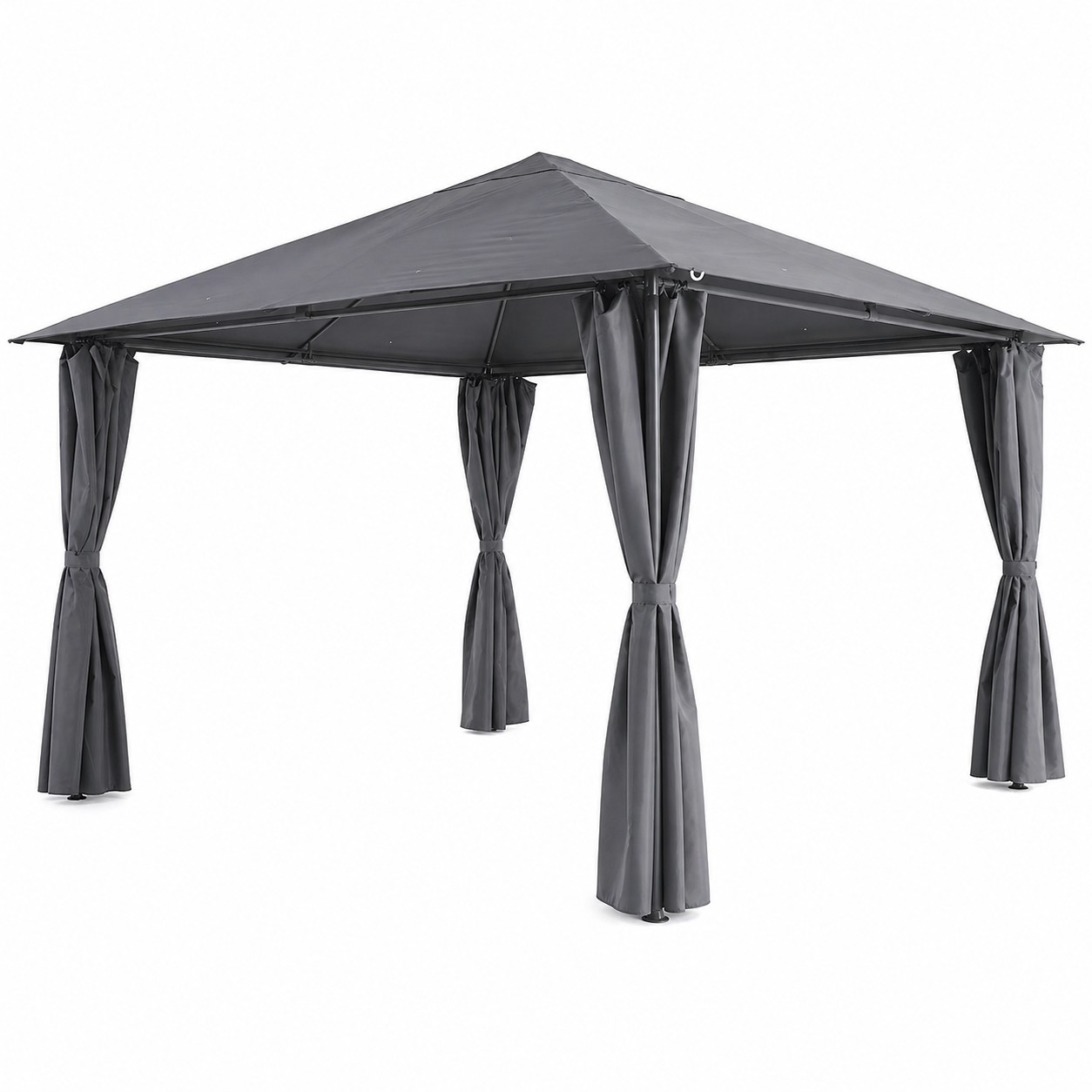 Kerti pavilon pergola, fémvázzal, 300×300×270 cm, 4 oldalfallal, vízálló, UV-álló, szürke - Image 2