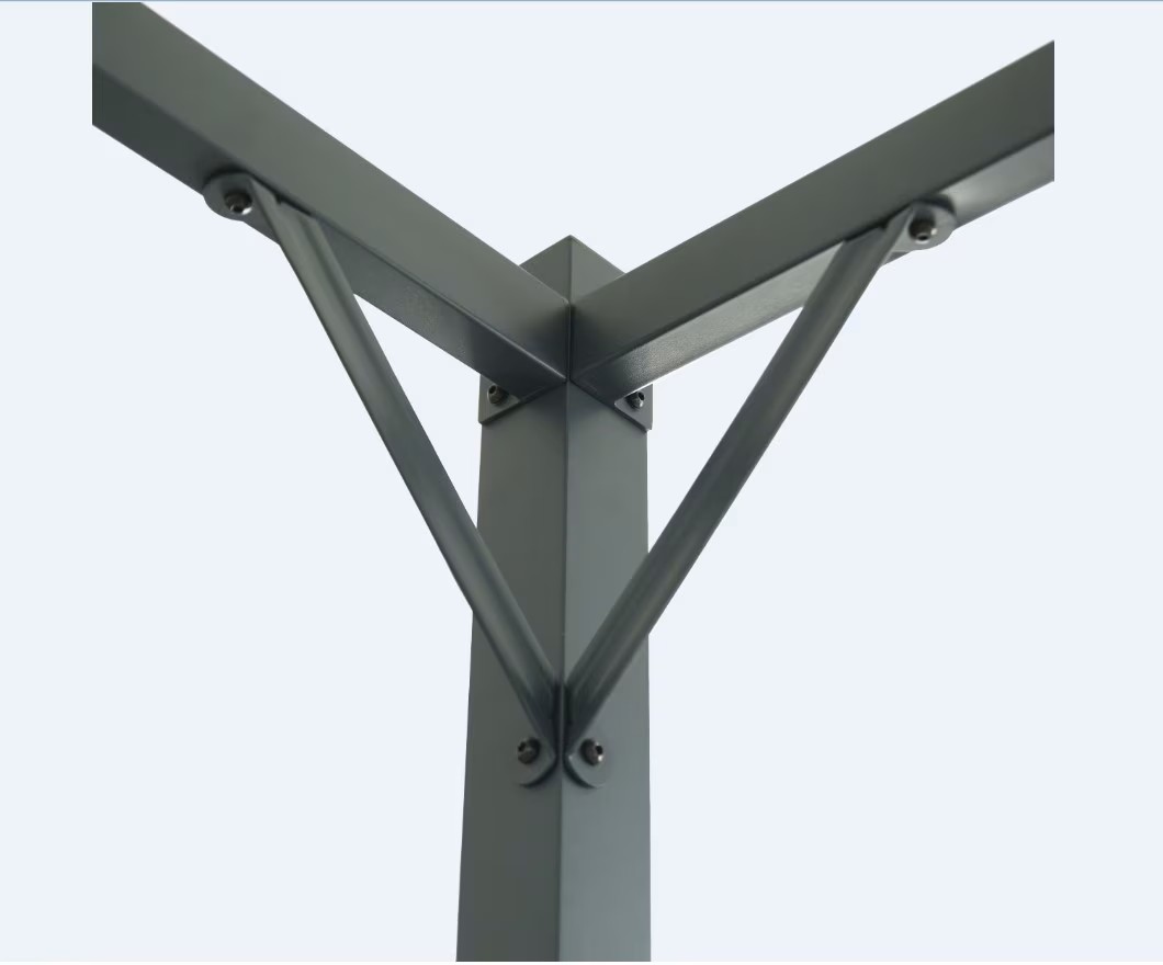 Kerti pergola behúzható tetővel, acél és poliészter, 300x300x232 cm, szürke - Image 5