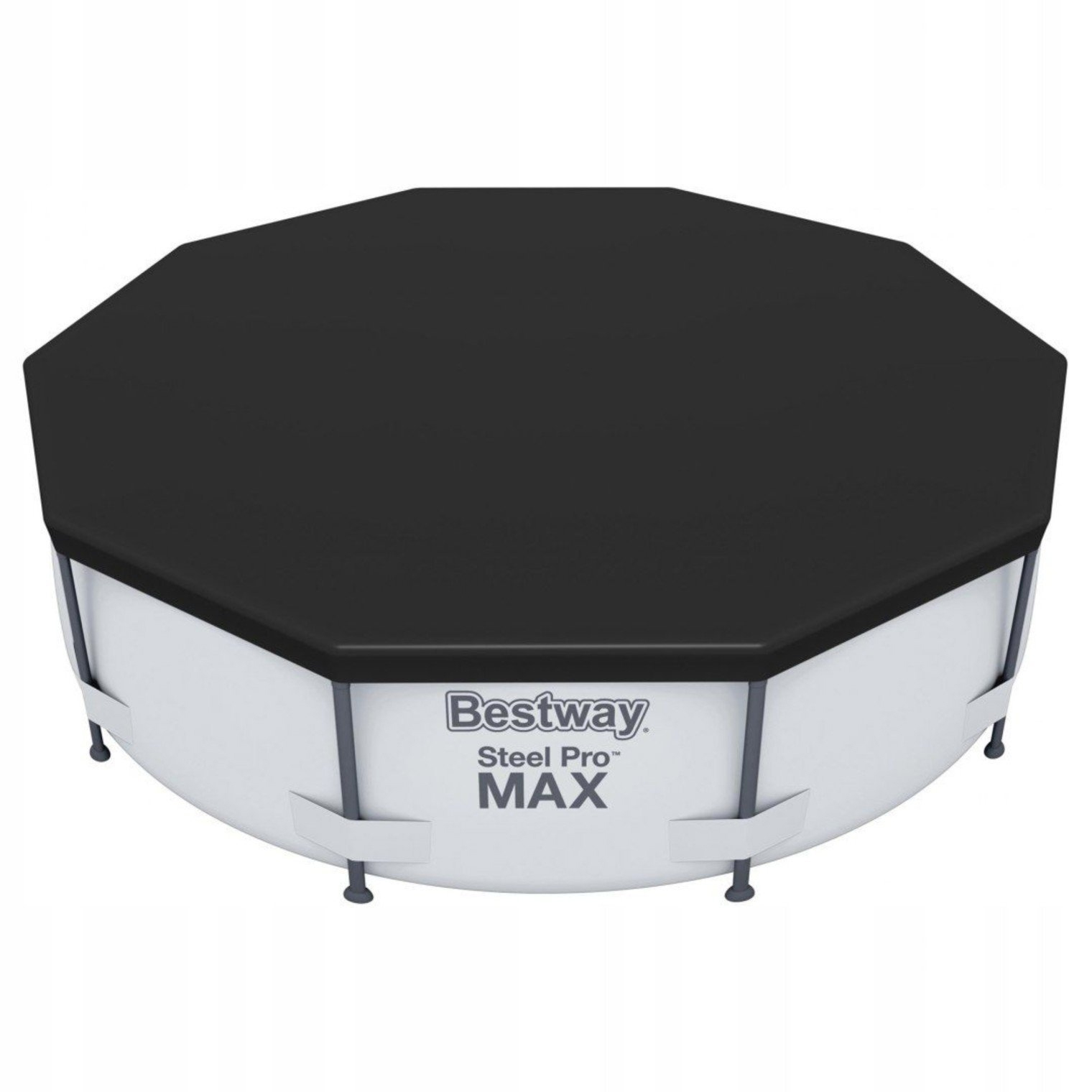 Bestway 58249 medencetakaró 488 cm átmérőjű medencéhez, vízelvezető nyílásokkal és rögzítőzsinórral, fekete - Image 2