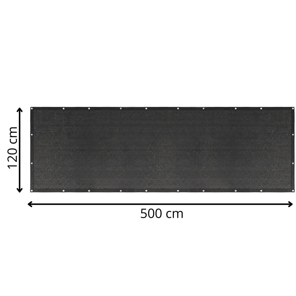 Belatasgatlo arnyekolo halo erkelykorlathoz, 95%-os arnyekolas, vizallo, 500x120 cm, antracitszurke - Image 29