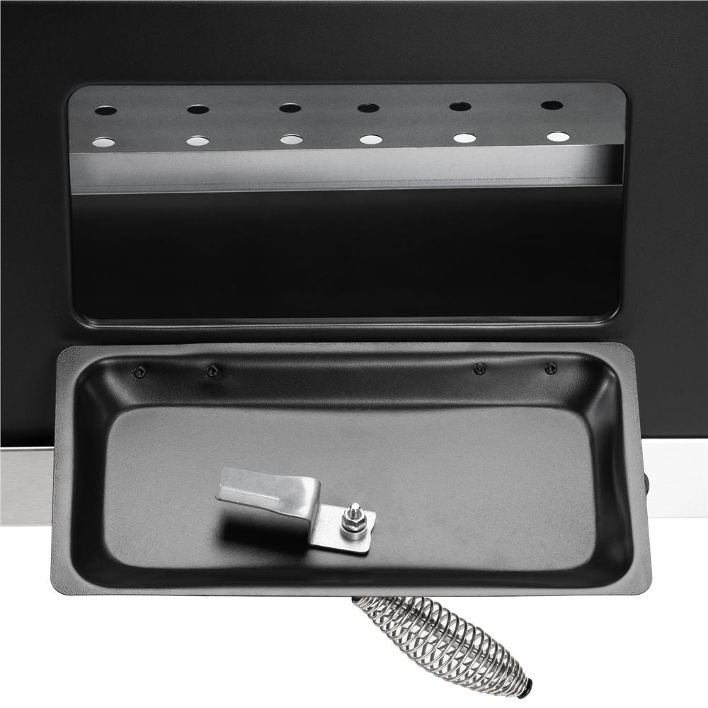 Faszenes grillsuto lehajthato oldalso polccal, allithato szenraccsal, homerovel, 114x52x106 cm, fekete - Image 21