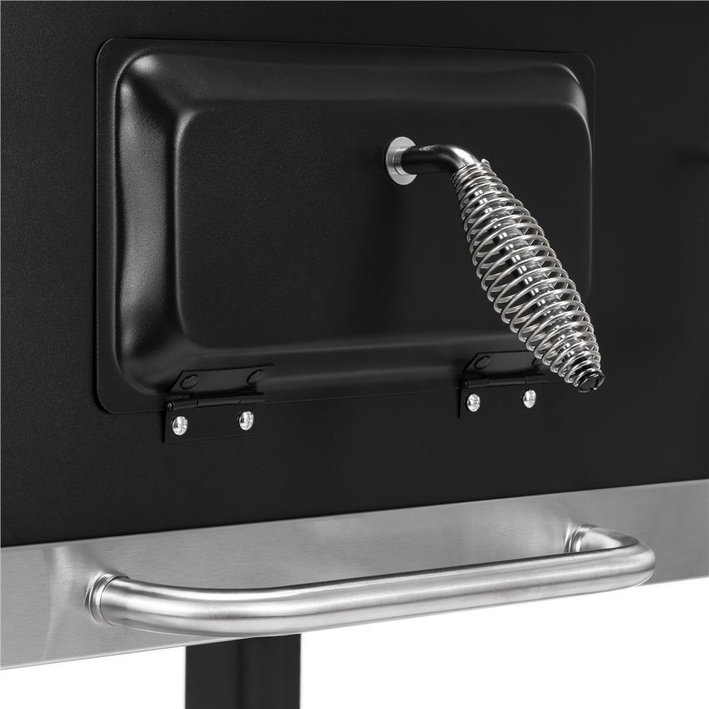 Faszenes grillsuto lehajthato oldalso polccal, allithato szenraccsal, homerovel, 114x52x106 cm, fekete - Image 22
