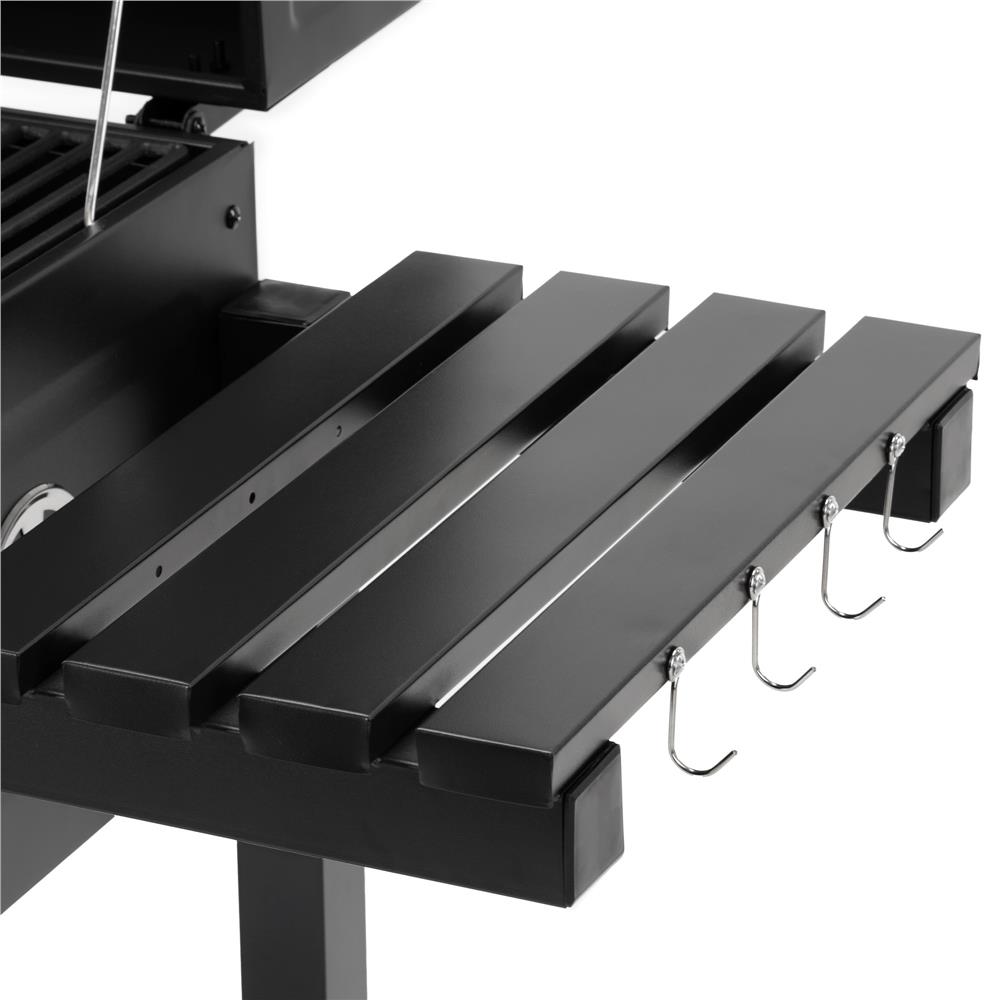 Faszenes grillsuto lehajthato oldalso polccal, allithato szenraccsal, homerovel, 114x52x106 cm, fekete - Image 23