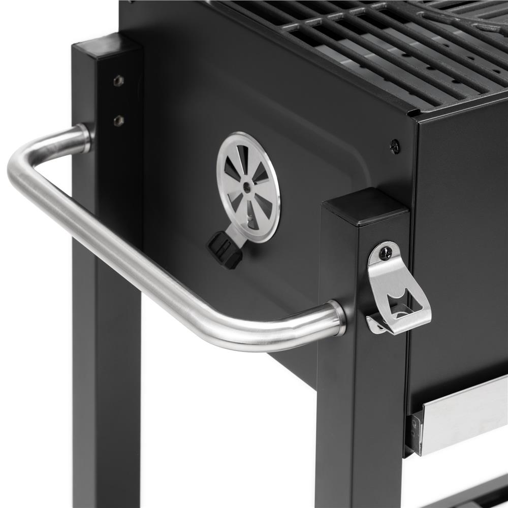 Faszenes grillsuto lehajthato oldalso polccal, allithato szenraccsal, homerovel, 114x52x106 cm, fekete - Image 28