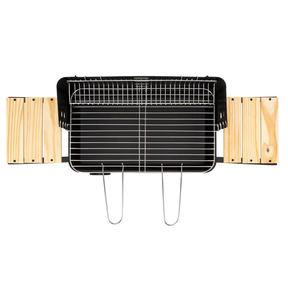 Hordozhato faszenes grillsuto forgonyarssal, oldalso polcokkal, 5 fokozatban allithato grillsutofelulettel, 95x41x78 cm - Image 13