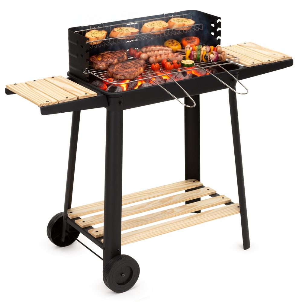 Hordozhato faszenes grillsuto forgonyarssal, oldalso polcokkal, 5 fokozatban allithato grillsutofelulettel, 95x41x78 cm - Image 14