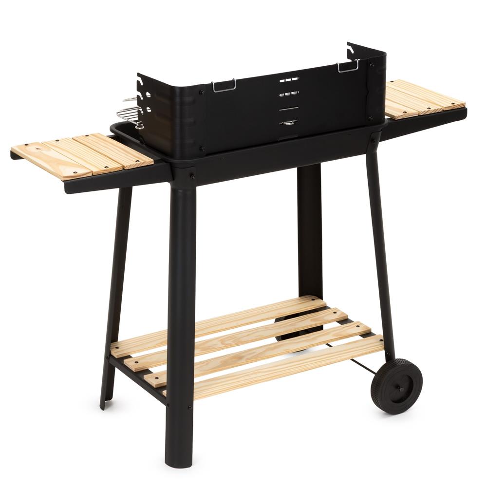 Hordozhato faszenes grillsuto forgonyarssal, oldalso polcokkal, 5 fokozatban allithato grillsutofelulettel, 95x41x78 cm - Image 16
