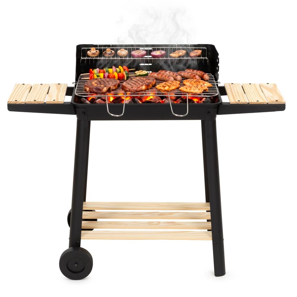 Hordozhato faszenes grillsuto forgonyarssal, oldalso polcokkal, 5 fokozatban allithato grillsutofelulettel, 95x41x78 cm - Image 21