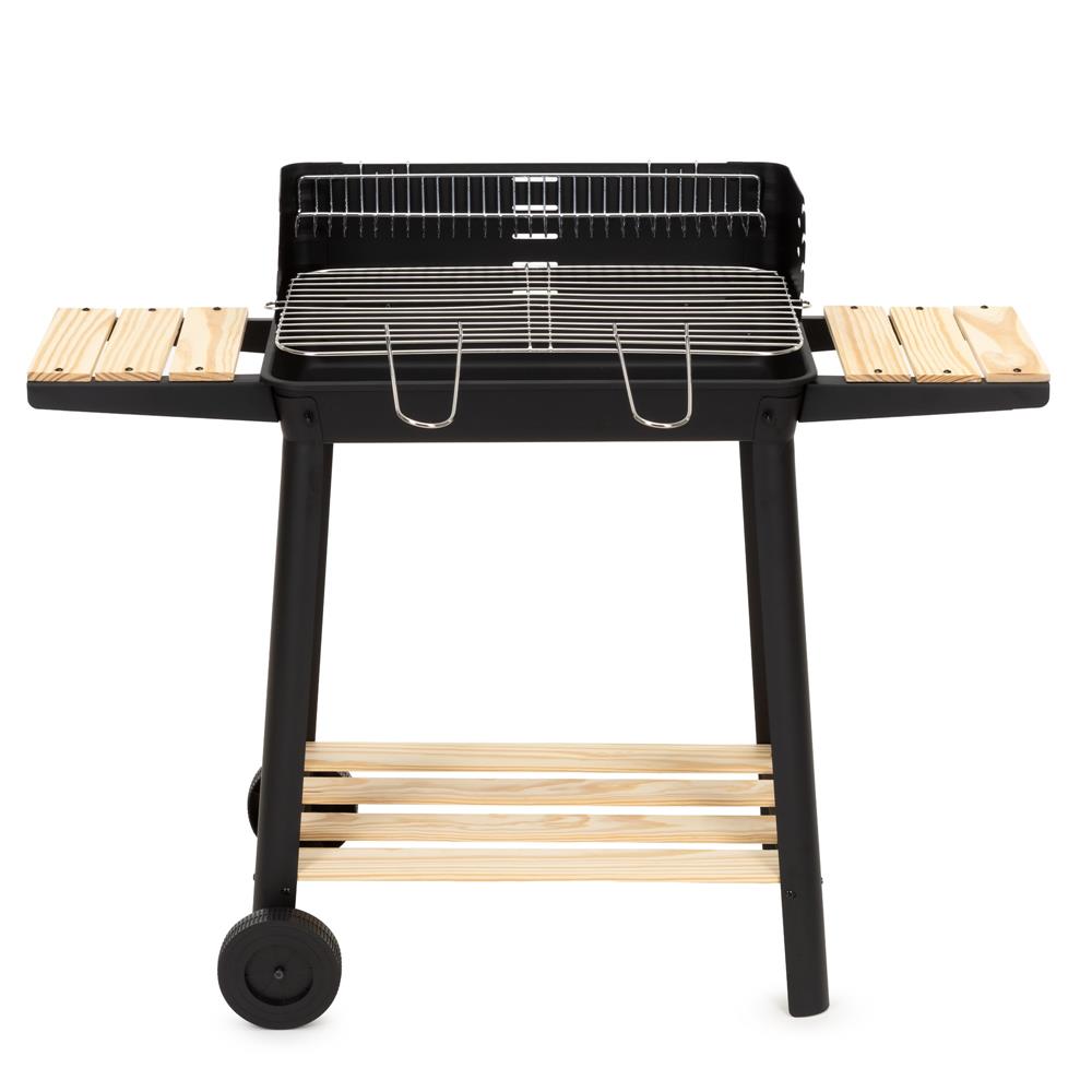 Hordozhato faszenes grillsuto forgonyarssal, oldalso polcokkal, 5 fokozatban allithato grillsutofelulettel, 95x41x78 cm - Image 32
