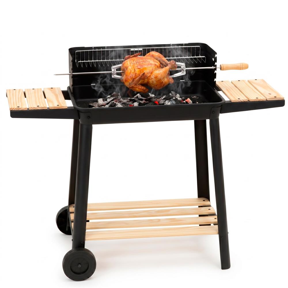Hordozhato faszenes grillsuto forgonyarssal, oldalso polcokkal, 5 fokozatban allithato grillsutofelulettel, 95x41x78 cm - Image 29