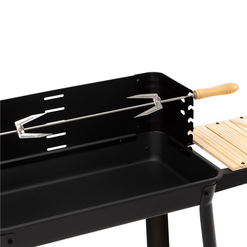 Hordozhato faszenes grillsuto forgonyarssal, oldalso polcokkal, 5 fokozatban allithato grillsutofelulettel, 95x41x78 cm - Image 8