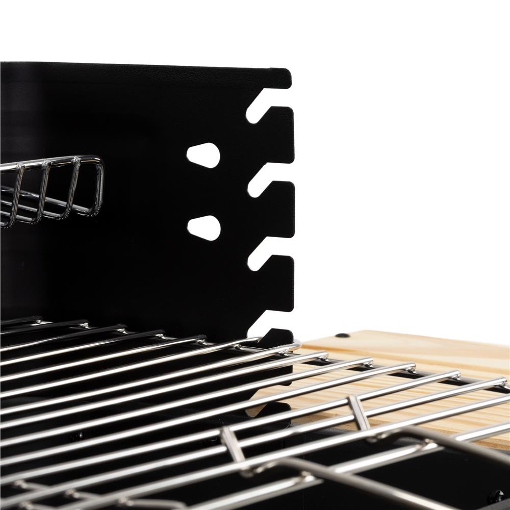Hordozhato faszenes grillsuto forgonyarssal, oldalso polcokkal, 5 fokozatban allithato grillsutofelulettel, 95x41x78 cm - Image 9