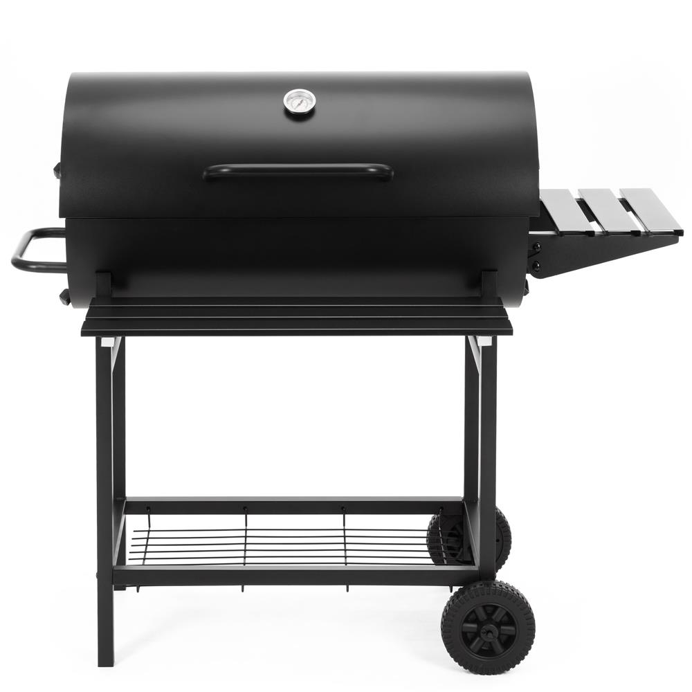 Faszenes grillsuto lehajthato oldalso polccal, elso polccal, allithato szenraccsal es homerovel, 108x60x95 cm, fekete - Image 12