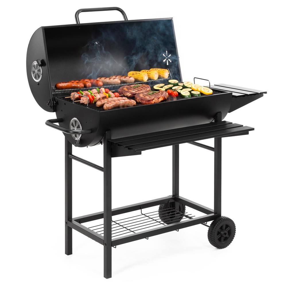 Faszenes grillsuto lehajthato oldalso polccal, elso polccal, allithato szenraccsal es homerovel, 108x60x95 cm, fekete - Image 24