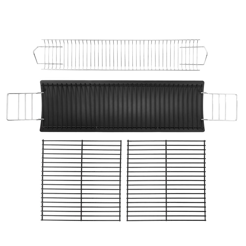Faszenes grillsuto lehajthato oldalso polccal, elso polccal, allithato szenraccsal es homerovel, 108x60x95 cm, fekete - Image 10