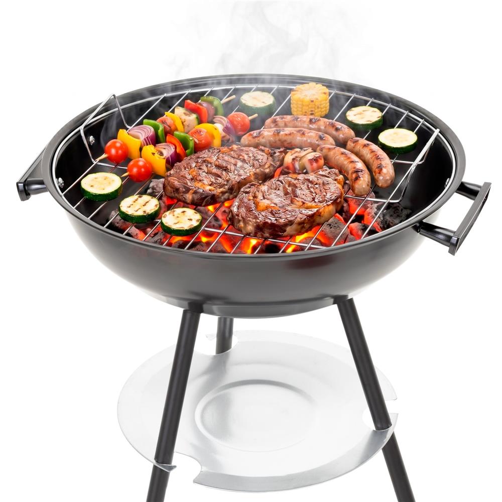 Hordozható faszenes grillsütő fedéllel, alsó tárolópolccal és állítható szellőzővel, acél, 41 cm-es grillrács átmérővel - Image 14