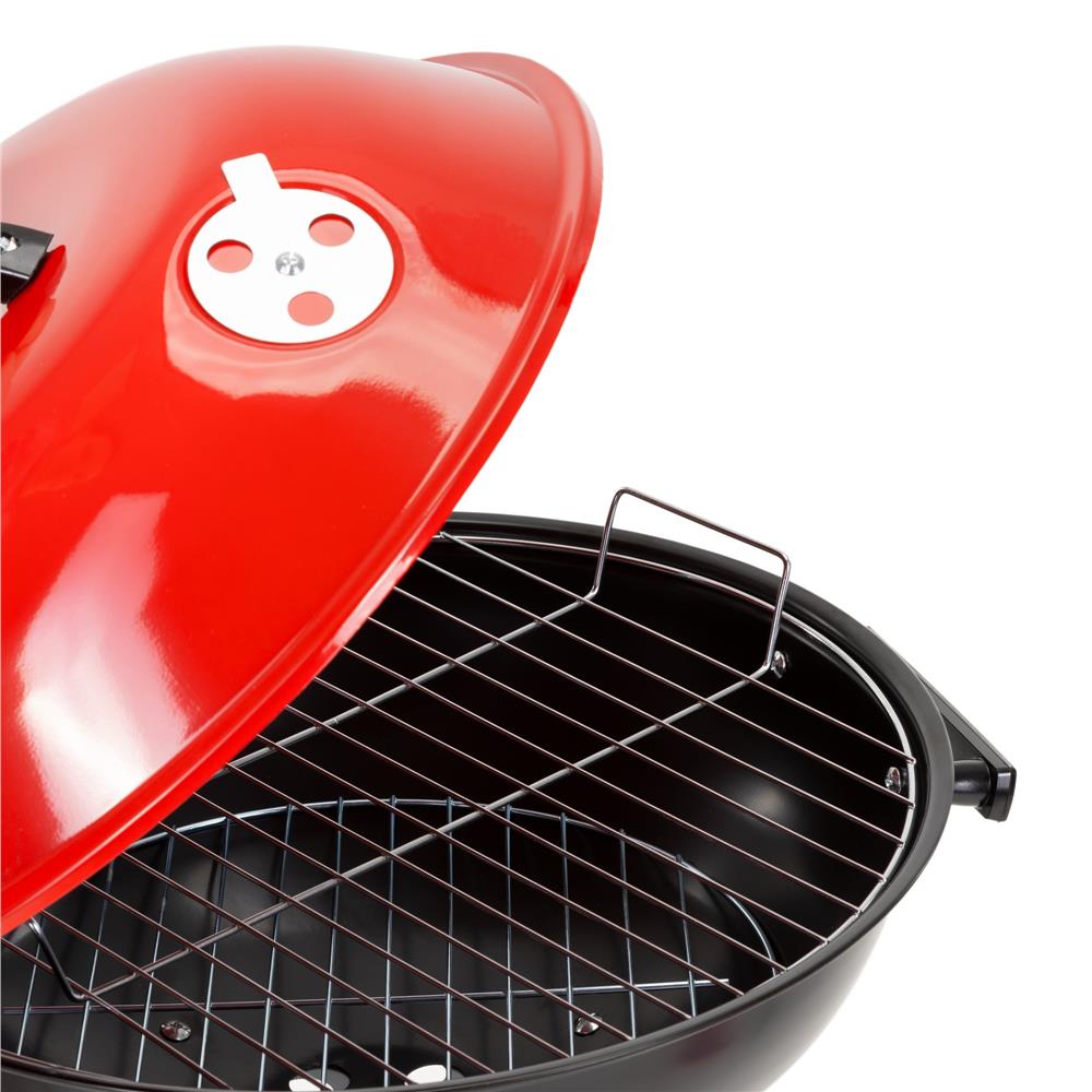 Hordozható faszenes grillsütő fedéllel, alsó tárolópolccal és állítható szellőzővel, acél, 41 cm-es grillrács átmérővel - Image 19