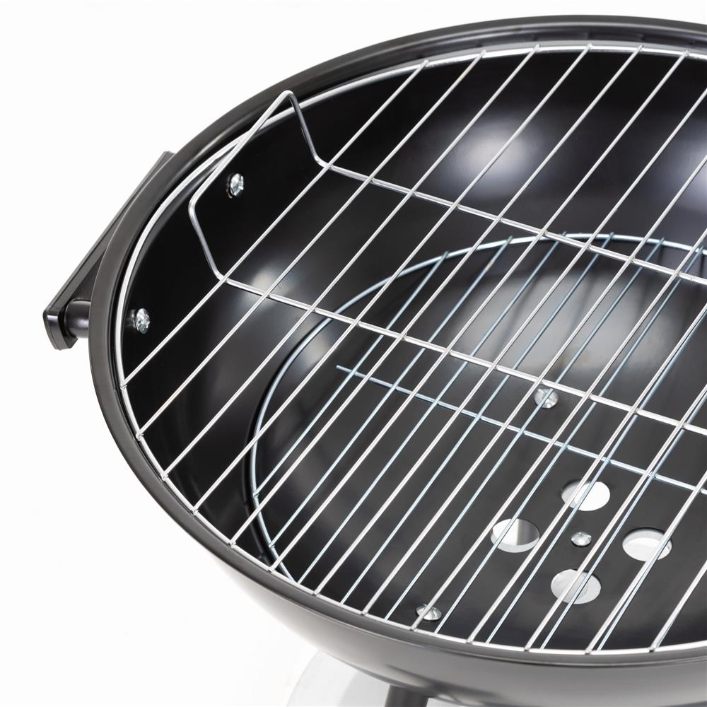 Hordozható faszenes grillsütő fedéllel, alsó tárolópolccal és állítható szellőzővel, acél, 41 cm-es grillrács átmérővel - Image 22