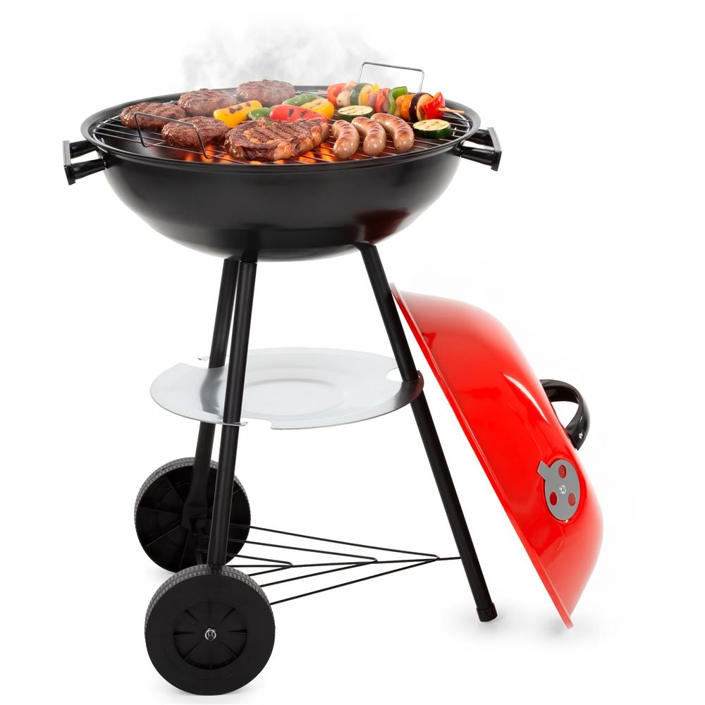 Hordozható faszenes grillsütő fedéllel, alsó tárolópolccal és állítható szellőzővel, acél, 41 cm-es grillrács átmérővel - Image 25