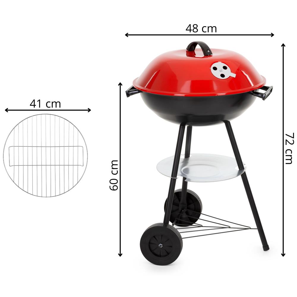 Hordozható faszenes grillsütő fedéllel, alsó tárolópolccal és állítható szellőzővel, acél, 41 cm-es grillrács átmérővel - Image 26