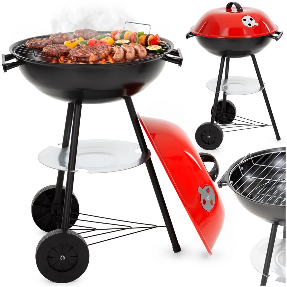 Hordozható faszenes grillsütő fedéllel, alsó tárolópolccal és állítható szellőzővel, acél, 41 cm-es grillrács átmérővel - Image 5